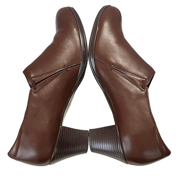 Easy Spirit “Eloize” Brown Leather Stacked Heels Size 8 Medium - Picture 3 of 14